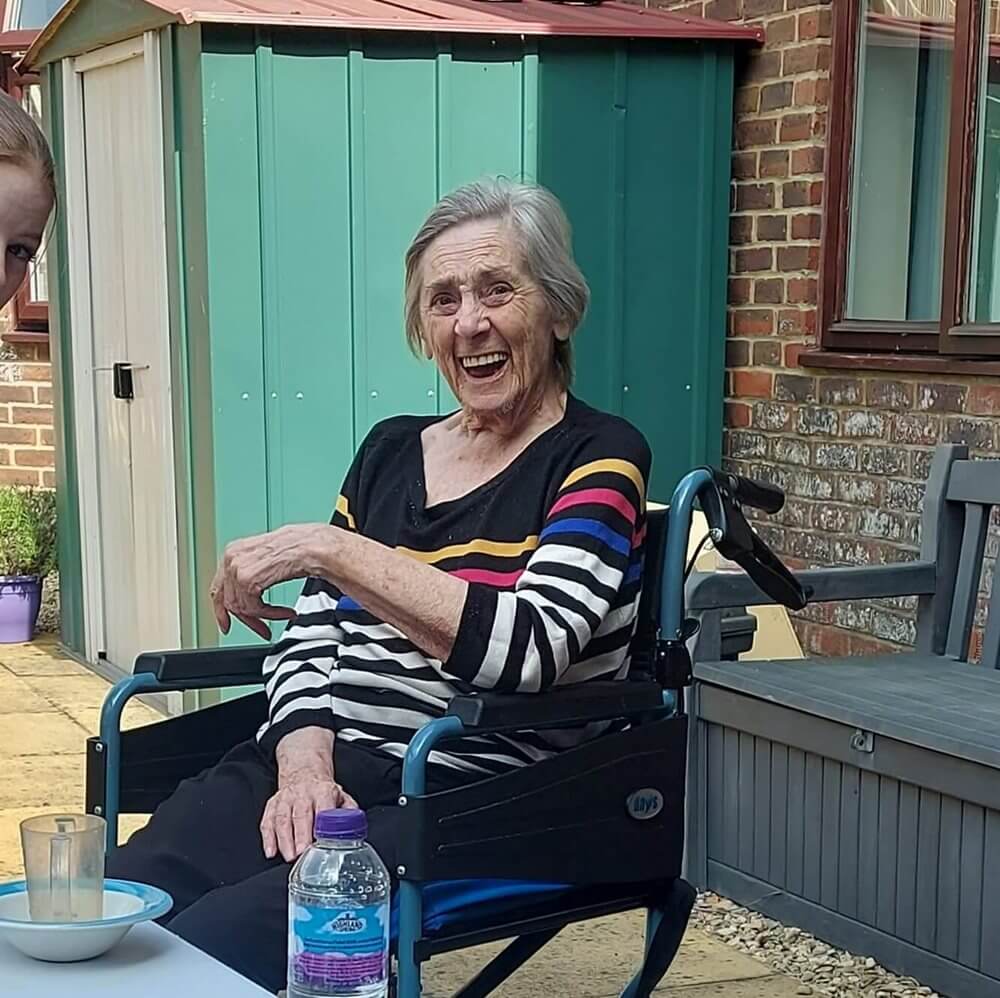 Catherine Court - Catherine Court resident enjoying the sun