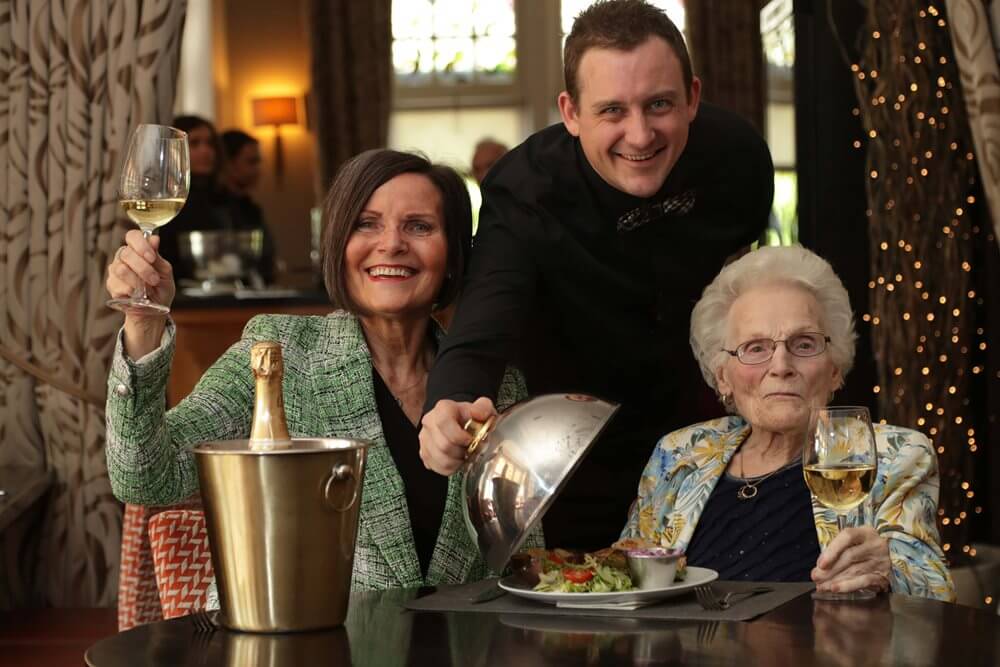 Nora, 93, was delighted when the team at Cathkin House organised for her to return to her roots as a silver service waitress.
